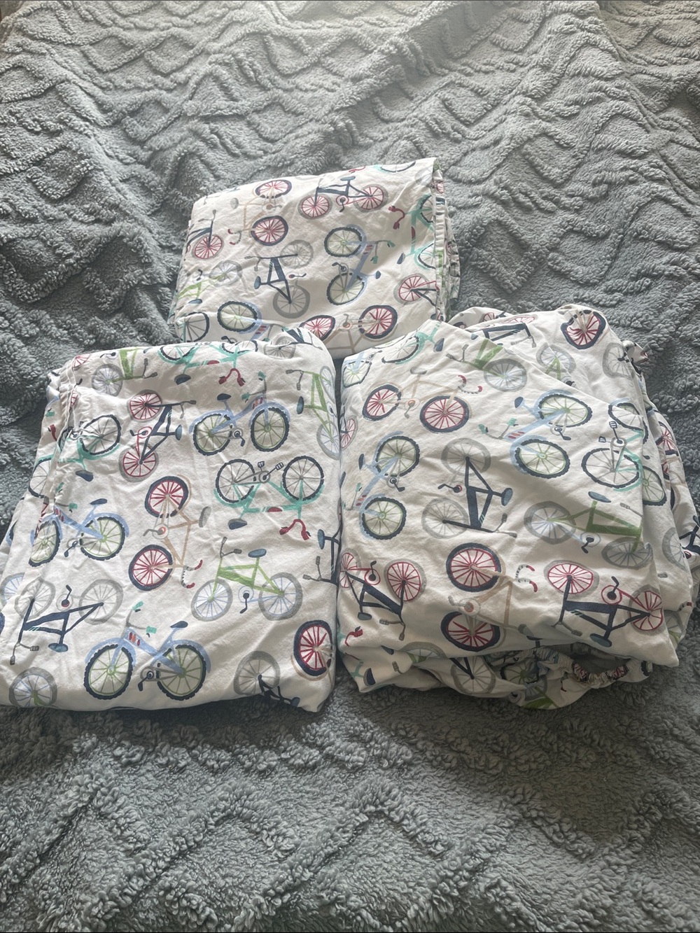 Pottery Barn Kids Vintage Bicycle Full Size Sheets Set 100% cotton